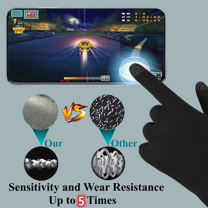 [Australia - AusPower] - Touchscreen Gloves for Sweaty Hands, High-Sensitive Anti-Sweat Breathable Seamless Gaming Gloves for Tablet iPad/Mobile Phone PUBG Game Gloves for Gaming 