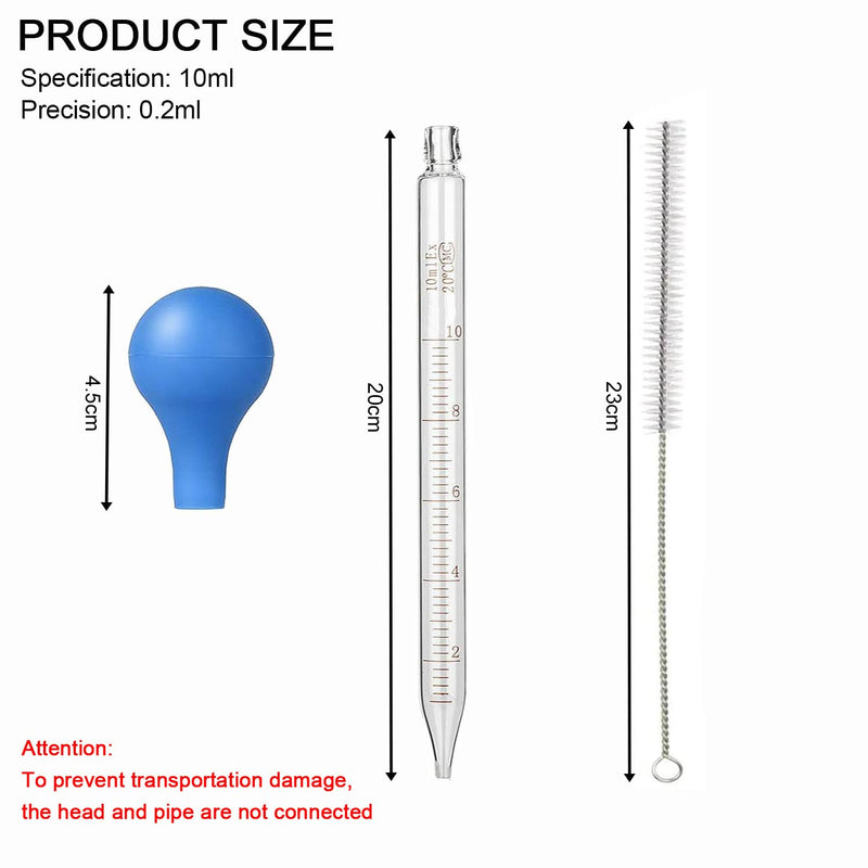 [Australia - AusPower] - 2pcs Glass Pipettes Dropper, Glass Liquid Dropper, 10ml Graduated Liquid Dropper with Cleaning Brush, Liquid Transfer Eye Droppers, Lab Glass Transfer Pipette, Large Essential Oil Droppers 