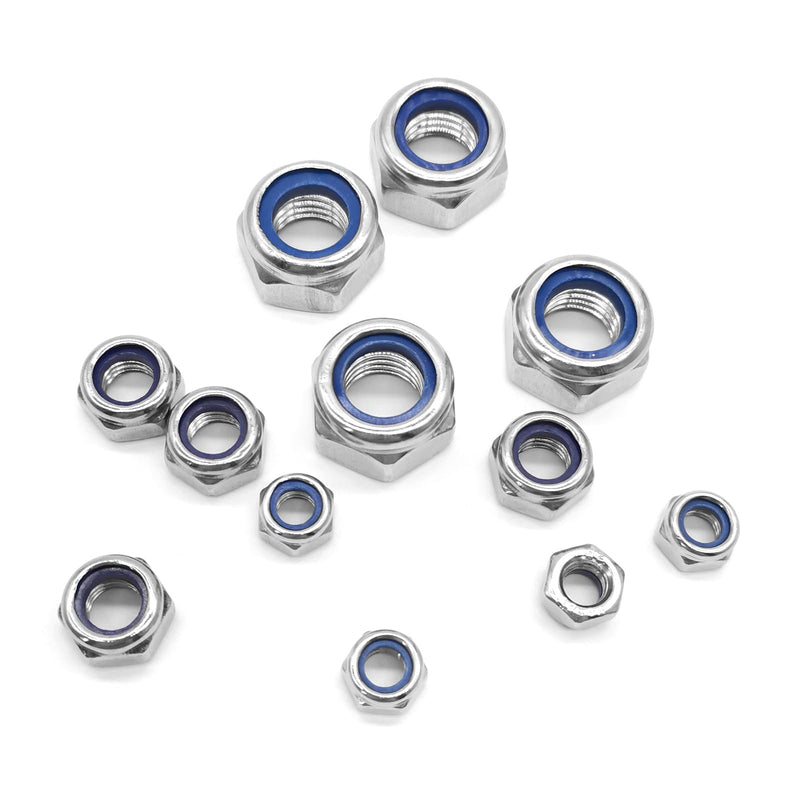 [Australia - AusPower] - 20pcs M8 Nyloc Steel Nuts, Nylon Locknuts for Fastener, Nylon Inserted Hex Lock Nuts, Silver 304 Stainless Steel Self Locking Nuts for Bolts 