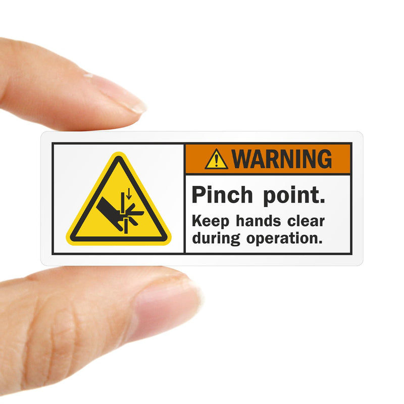SmartSign (250/Roll) Pinch Point Keep Hands Clear During Operation Labels in a Handy Dispenser Box - 1.25" x 3", Plastic Labels (Aggressive Adhesive) with Polyolefin Film, ISO Warning Labels