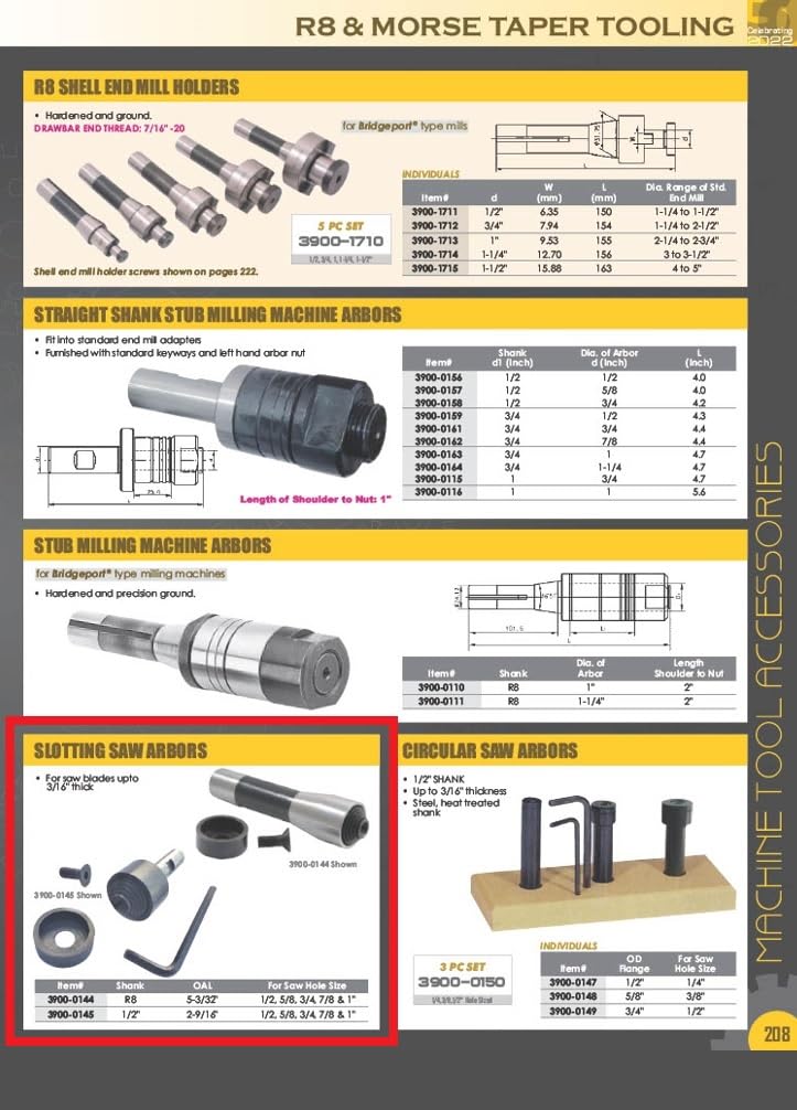 [Australia - AusPower] - HHIP 3900-0144 Slotting Saw Arbor, R8 Shank, 5-3/32" Length 5-3/32" OAL 