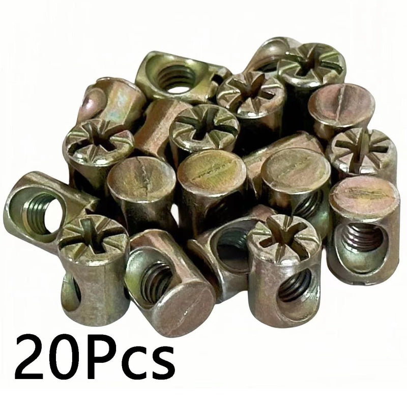 [Australia - AusPower] - NACX M6 x 13mm Cross Barrel Nuts Cross Dowel Slotted Nuts, 20Pcs Slotted Barrel Nuts 