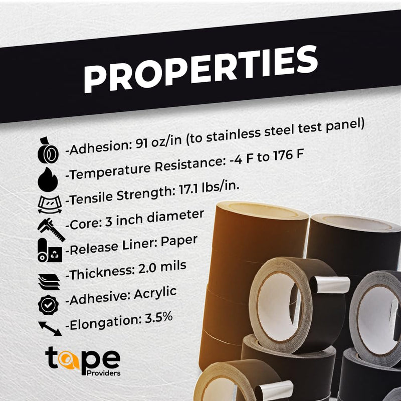 WOD AF-20A-B Black Matte Aluminum Foil Tape General Purpose Non Reflective Hot & Cold Shield Resistant - Good for HVAC, Air Ducts, Insulation, Metal Repair: 2 in. x 27 yds. (Pack of 1) 2" in. x 27 yds.