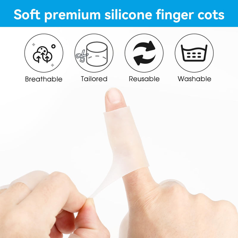 [Australia - AusPower] - 20 Pcs Finger Sleeves Protectors Silicone Finger Sleeve Gel Finger Sleeve Protectors Finger Covers Cushions and Protects Rubber Finger Shields Provide Relief forCracked Finger Transparent 