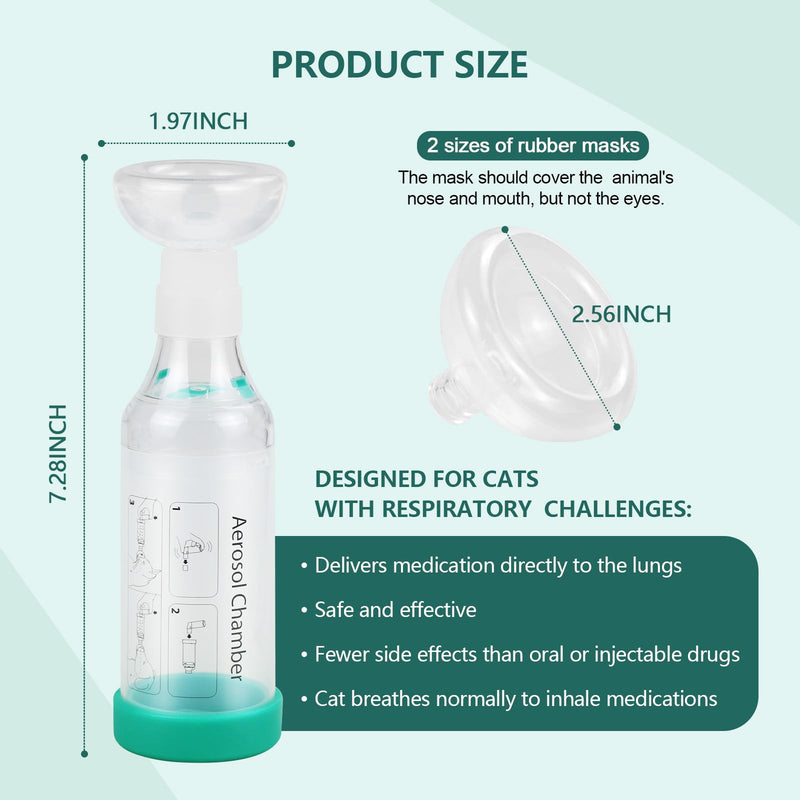[Australia - AusPower] - Cat Handheld Inhaler Spacer with 2 Masks Helps with Breathing & Delivering Medication Fits 