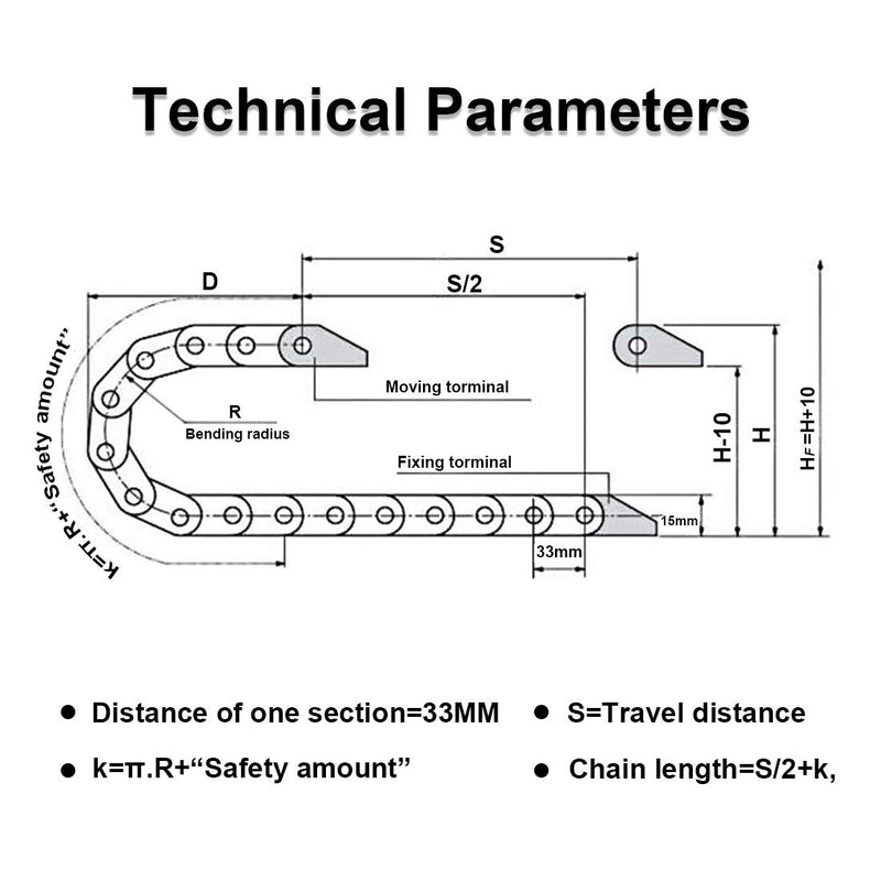 [Australia - AusPower] - R38 18mm x 38mm(Inner H x Inner W) Black Plastic Cable Wire Carrier Drag Chain 1M Length for CNC, with End Connectors - Bridge Type (Inner Side openable) 18*38 