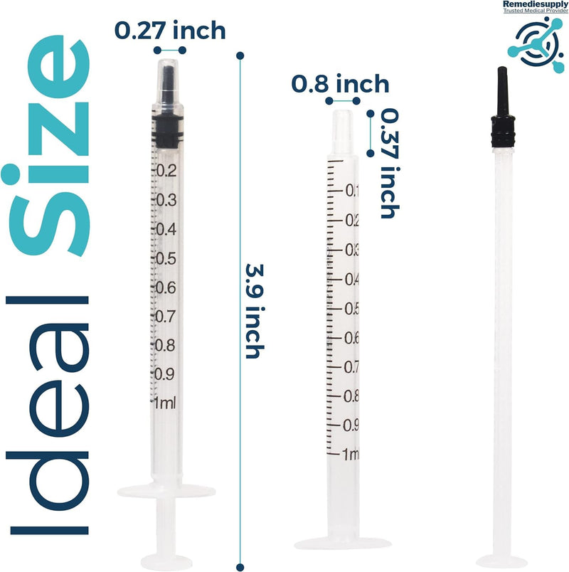 [Australia - AusPower] - 100 PCs 1 ml Syringes for Liquid – Individually Packed Sterile Plastic Syringes Without Needle for Dispensing Lip-gloss, Medicine, Feeding Pet, Watering Plants & Lab Experiments 1ml 100.0 