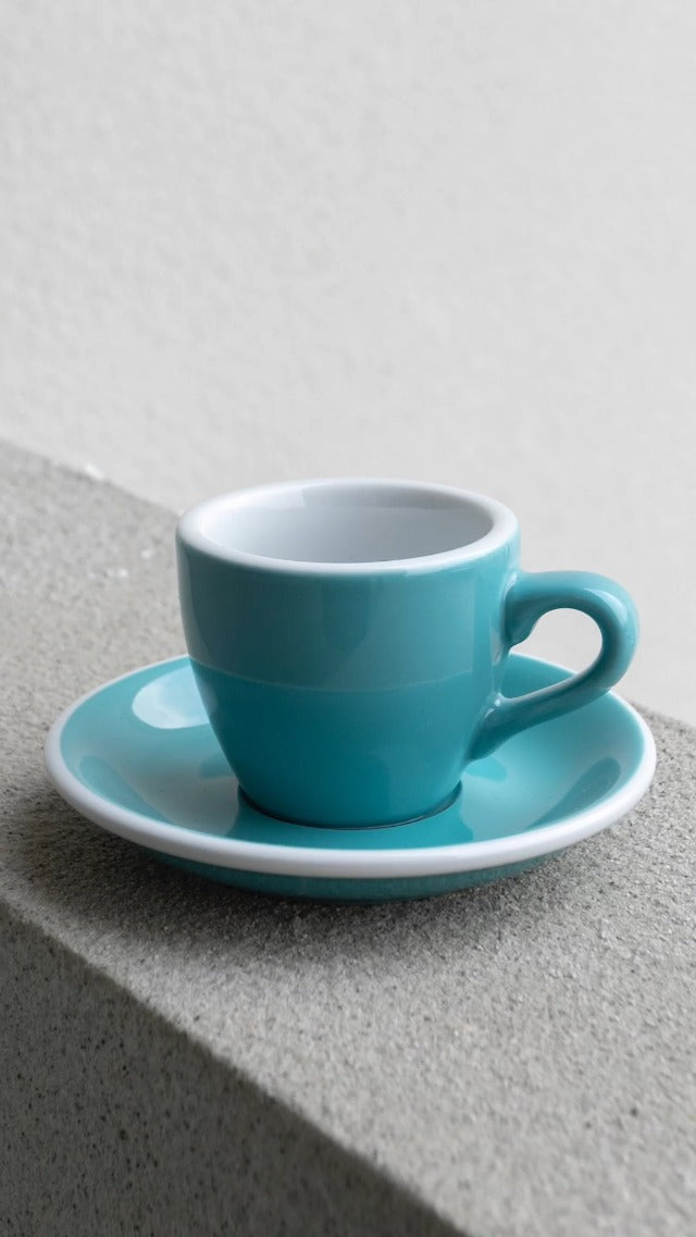 Loveramics Latte Art Mug with Saucer, 10 oz Ceramic Coffee cups with Round Bottom for Latte, Cappuccino, Tea, Espresso, Thick-walled Stoneware Cup Set for Barista - Regular Colours (River Blue, 10OZ) River Blue 10 Ounces