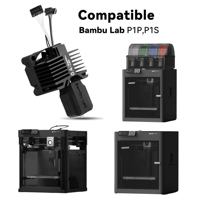 Bamboo Lab P1P, P1S Hotend Complete Kit for P1 Series 3D Printer, Full Assembly Hardened Steel Hot End with Fan, Thermistor, Ceramic Heater, 0.4mm Nozzle, and Extruder Heating Block Replacement 0.4mm P1 series Hotend Hardened Steel
