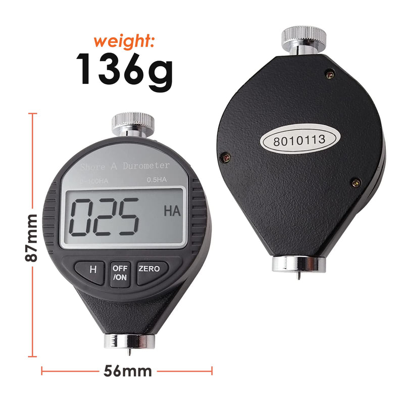 [Australia - AusPower] - Shore A Durometer Rubber Hardness Tester 0~100HA,Portable Metal Surface Hardness Tester with Large LCD Display for Rubber,Plastic,Tire,Leather,Wax,Surface and Hardness Testing,Shore A Hardness 