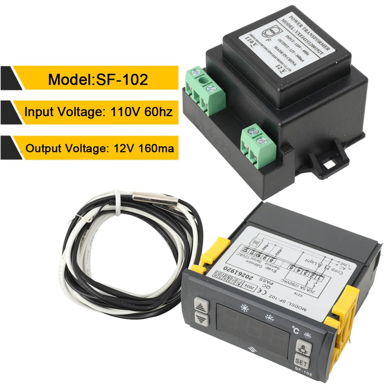 [Australia - AusPower] - Electronic Temperature Controller SF-102 Digital Display Freezer Thermostat Regulator 110V an Evaporator Fan Controller Defrost Heating Wire Controlle 