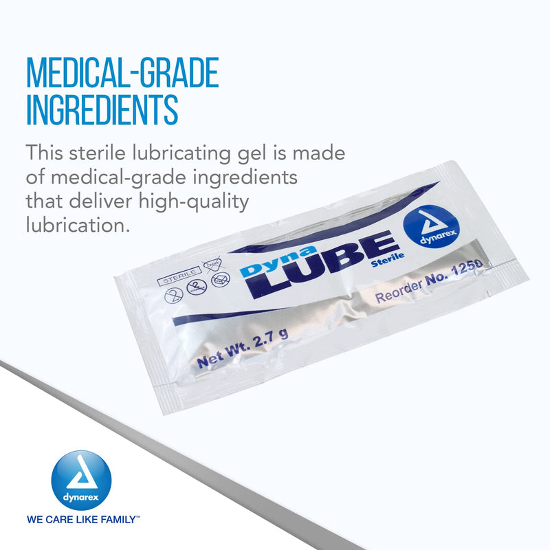 [Australia - AusPower] - Dynarex DynaLube Lubricating Jelly, Water Soluble and Sterile Lubricant Jelly, Used for Body Orifices, Hinged Instruments and Medical Devices, 1 Box of 144 DynaLube Packets, 2.7g 