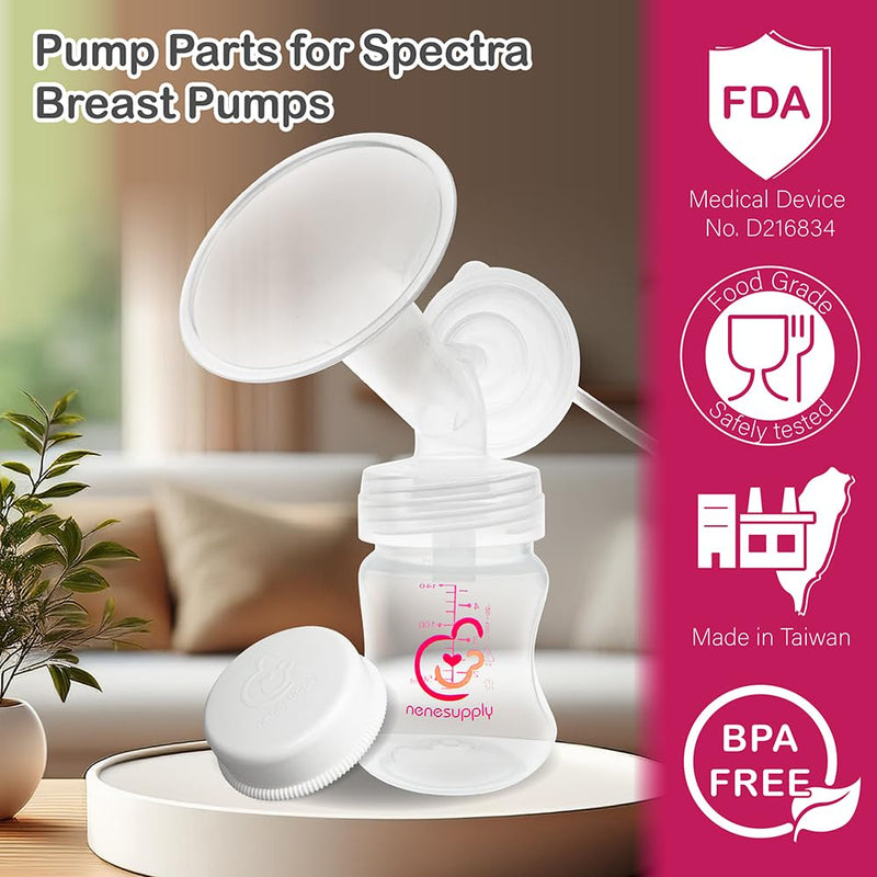 [Australia - AusPower] - Nenesupply Pump Parts Compatible with Spectra S2 S1 9 Plus Breast Pump to Replace Spectra Pump Parts S2 Accessories Flange 17mm Duckbill Valve Tubing Pumping Bottles Backflow Protector 17mm+Bottles 