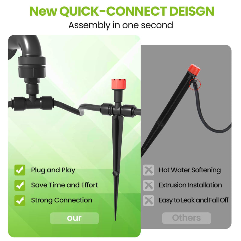 [Australia - AusPower] - MIXC Drip Irrigation System, 50 FT Quick Connector Garden Watering System, Automatic Sprinkler Kit for Lawn Raised Bed Outdoor Plants Greenhouse with 1/4'' Tubing, Drip Emitters, Misting Nozzles 