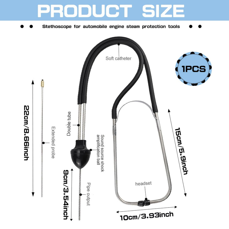 [Australia - AusPower] - Engine Stethoscope Set Auto Mechanics Stethoscope Stainless Steel Car Engine Cylinder Stethoscope Engine Rattle Detector Mechanical Noise Hearing Tool Car Engine Diagnostic Repair Stethoscope 
