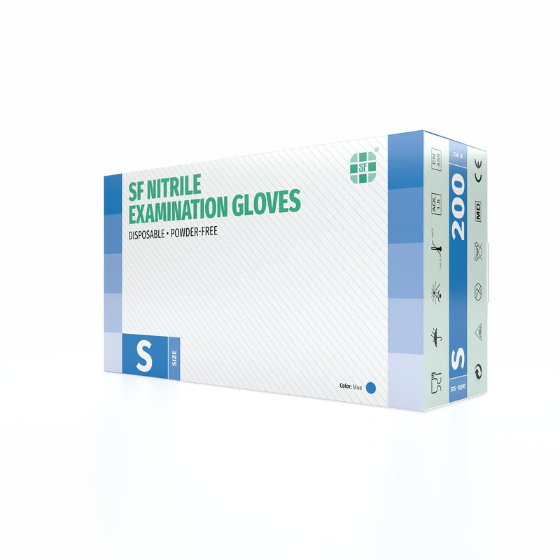 Nitrile Gloves Box of 200 Disposable Examination Gloves (S, Nitrile Blue), Powder-Free, Non-Sterile, Latex-Free, Blue Sma | Puderfreie Einmalhandschuhe für Tattoo, Werkstatt, Küche, Reinigung und Haushalt; vielseitig für Gewerbe und Alltag