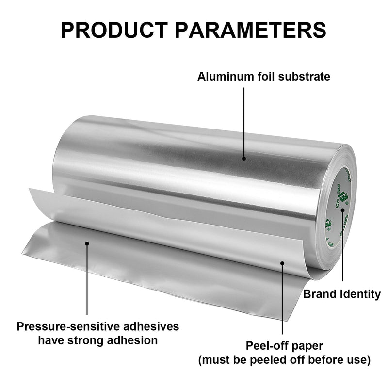 BOMEI PACK Aluminum Foil Tape 12" x35 Yds, Aluminum HVAC Tape - HVAC Duct Sealing,Self-Adhesive Metal Tape, Heat Insulation & Ductwork Repairs - Heat Resistant, Waterproof 300mm