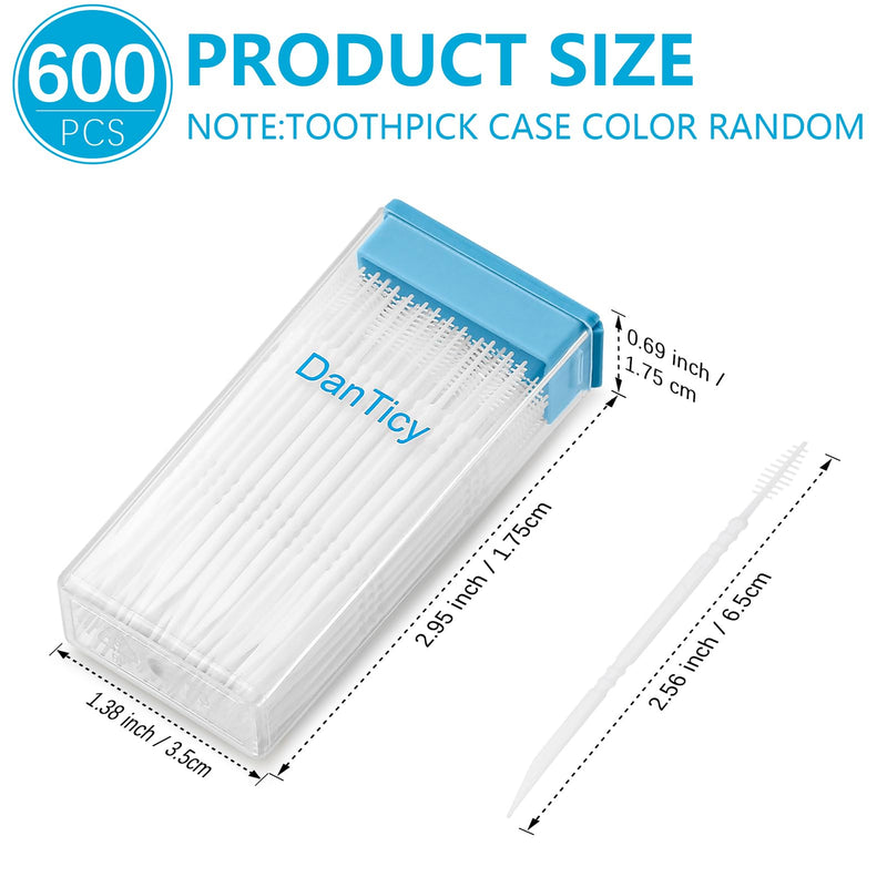 [Australia - AusPower] - Brushpicks Interdental Toothpicks,Soft Bristle Dental Floss Picks Toothpicks,Helps Removes Plaque and Debris Between Your Teeth 600PCS (Pack of 5) White-600pcs 