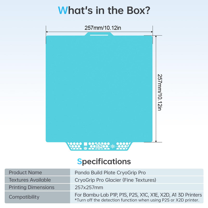 [Australia - AusPower] - BIQU CryoGrip Pro Glacier 257x257mm Panda Build Plate for Bambu-Lab P1S/P1P/P2S/X1C/X1E/X2D/A1 3D Printer Double Sided Upgrade Build Plate Removable Surface Platform P1/P2/X1/A1/X2D Glacier-Original 