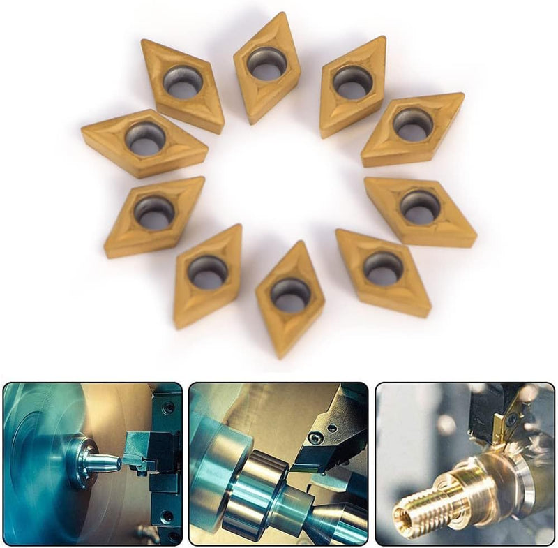 [Australia - AusPower] - Carbide Reversible Plates, Rotary Indexable Insert, Pack of 10 DCMT070204 US735 CNC Carbide Inserts Blade Milling Cutter Lathe Tool with Box for Rotary Tool Holder Replacement 