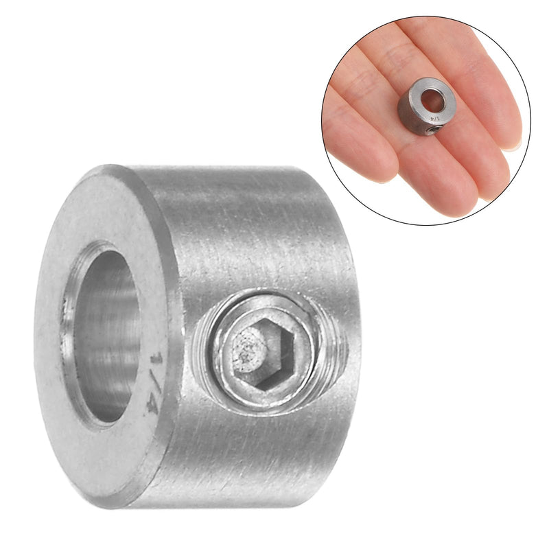 [Australia - AusPower] - 4pcs Shaft Collar 1/4" Bore 304 Stainless Steel Set Screw Shaft Collars, 1/2" OD, 1/3" Width, for Wheel Barrow Axle, Gearbox Assemblies, Machine Tools, Industry 