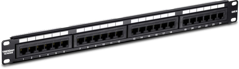 [Australia - AusPower] - TRENDnet 24-Port Cat6 Unshielded Patch Panel, Wallmount or Rackmount, Compatible with Cat3,4,5,5e,6 Cabling, For Ethernet, Fast Ethernet, Gigabit Applications, Black, TC-P24C6 24 Port Patch Panel 