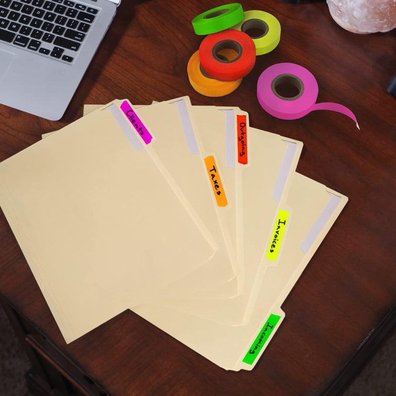 ChromaLabel 0.50 Inch Clean Remove Color Code Tape, 500 Inch Roll, Fluorescent Yellow 1/2" Wide, 13.89 Yards