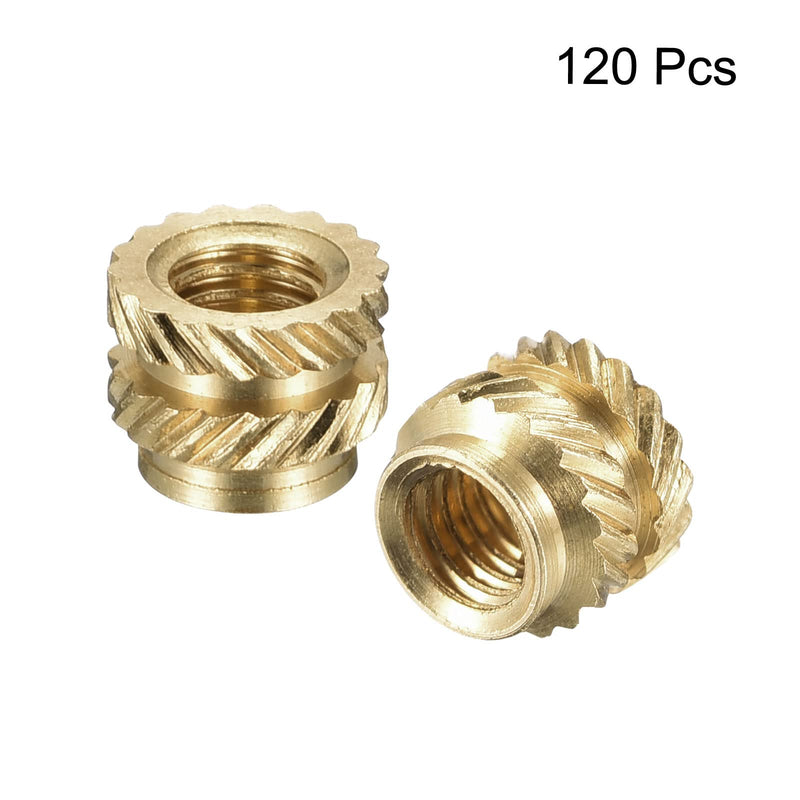 [Australia - AusPower] - uxcell knurled Insert Nuts, 120Pcs M3 x 4mm L x 5mm OD 3D Printing Brass Nuts Female Threaded Inserts Brass Heat Set Insert Embedment Nut M3 x 4mm x 5mm 