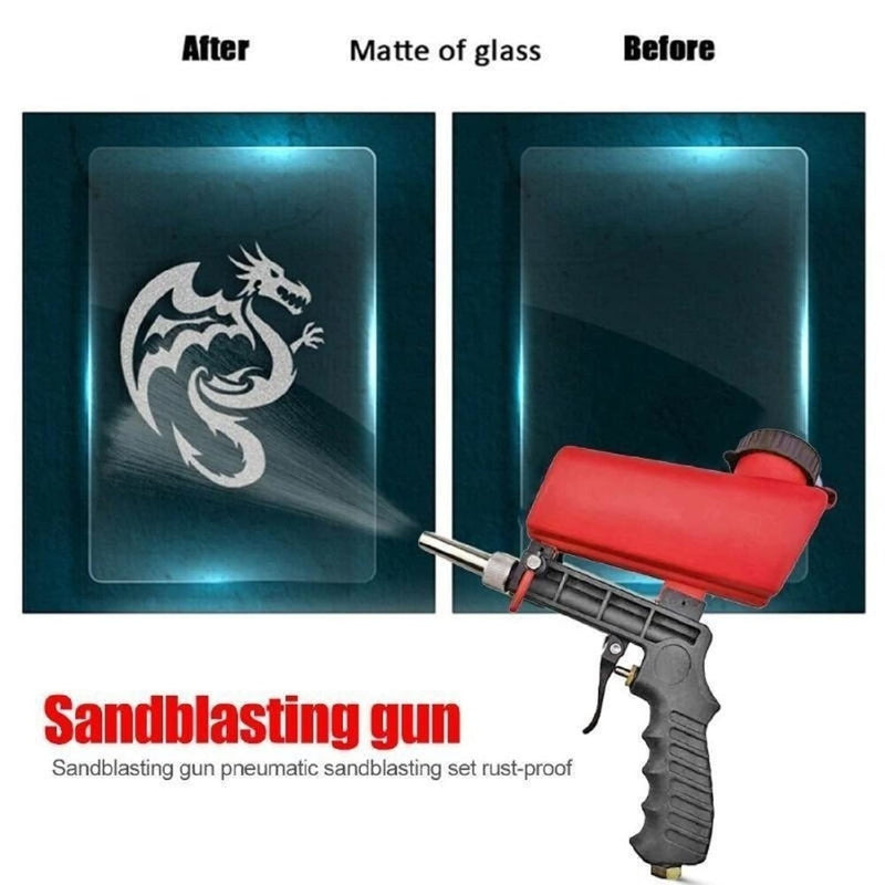 [Australia - AusPower] - Sandblaster Sand Blaster Gun Kit,Portable 90psi Gravity Sand Blasting Spray Tool,Pneumatic Sandblaster for Air Compressor,Remove Paint, Stains, Rust & Clean Surfaces(Red) 