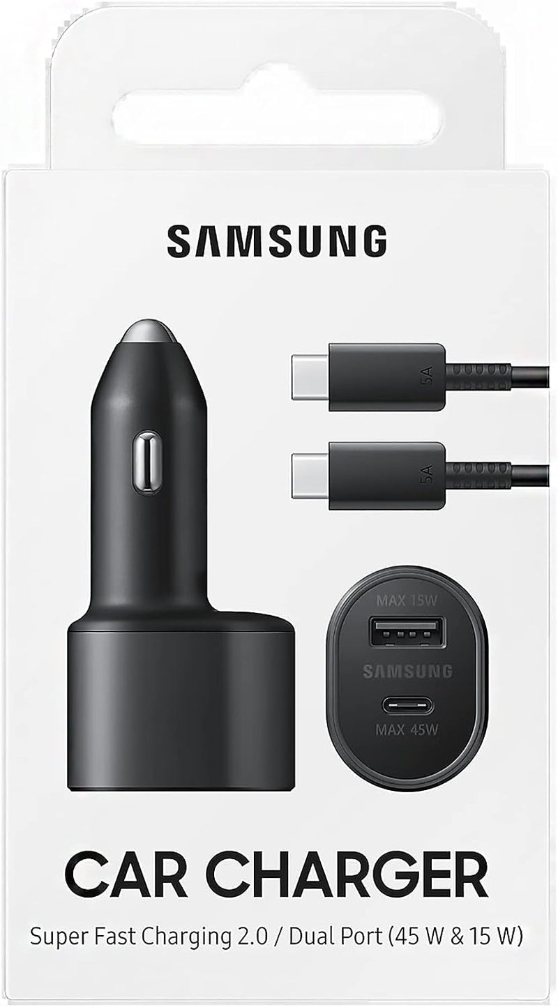 [Australia - AusPower] - SAMSUNG Super Fast Dual Car Charger Usb (45W+15W) Two Ports EP-L5300 Black 