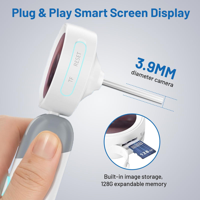[Australia - AusPower] - Professional HD Ear Camera Kit - 1080P Rotating Screen Ear Viewer with 4 LED Lights, 12 Silicone Tips & PC Connection | Portable Home Ear Inspection Tool for Family, Pets & Nursing Students 
