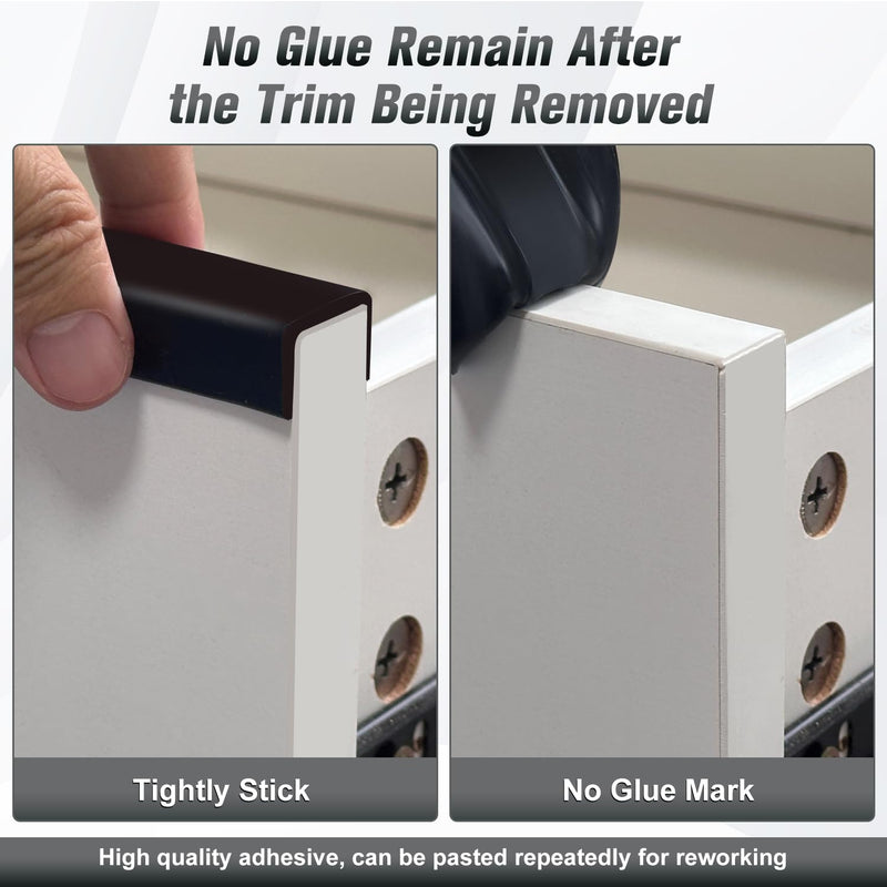 Rubber Edge Trim, Self Adhesive U Channel Edge Trim, Big Size U Shaped Trim, Edge Banding for Plywood, Woods, Shelf, Cabinet, Countertop, Size7/8 inch (22mm), Length 20Ft, Black Size7/8"(Fit 13/16"~15/16"), L20' Gloss Black
