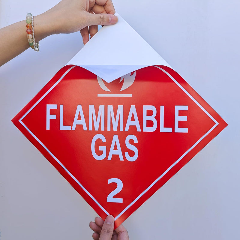 Flammable Gas Placard, Division 2.1, 27 Pack - 10.75" x 10.75"Removable Self-Adhesive Vinyl, DOT Compliant for Short-Term Hazmat Shipping