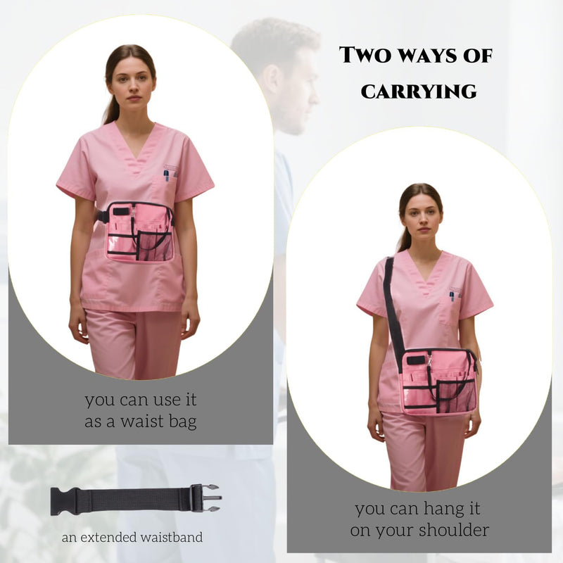 [Australia - AusPower] - Nursing Fanny Pack,Nurse Pouch Waist Bag,Medical Organizer Belt Adjustable Waist Strap/Multi Compartment Suitable for Nurses,Caregivers,Students,and Other Practitioners (Black) Black 