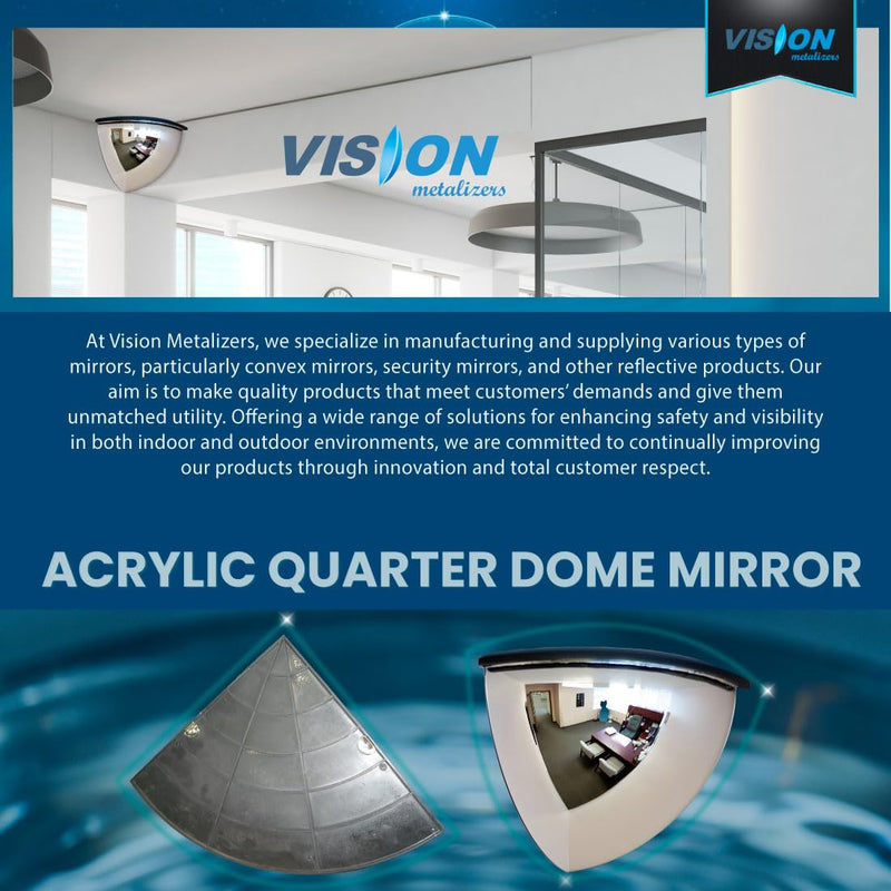 [Australia - AusPower] - 18” Acrylic Quarter Dome Mirror with Plastic Back, Round Indoor Security Mirror for Driveway Safety Spots, Outdoor Warehouse Side View, Circular Wall Mirror for Office Use (DPB1814) 18" Acrlic Quarter Dome 