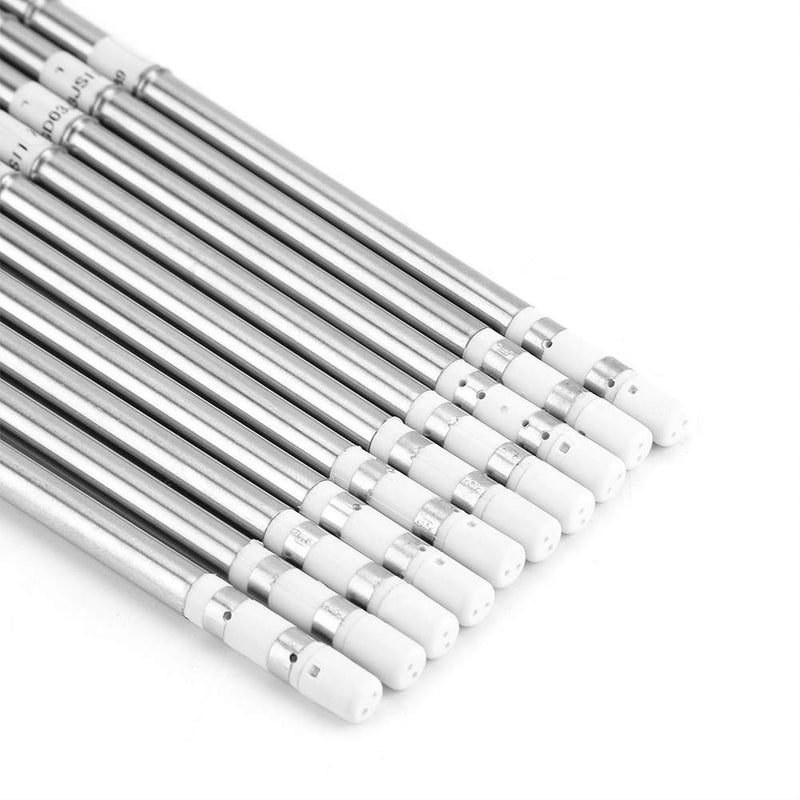 T12 Series Soldering Iron Tips Pack of 10, Replacement Tips for FX-951 Rework Station, High Quality Welding Tool Accessories with Fast Heat Conduction for Precise Soldering in Electronics Repair