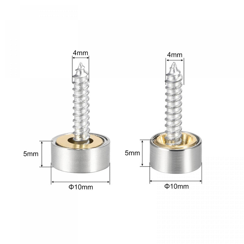 [Australia - AusPower] - uxcell 10mm Brushed Stainless Steel Mirror Screws, Decorative Caps Cover Nails 12pcs 