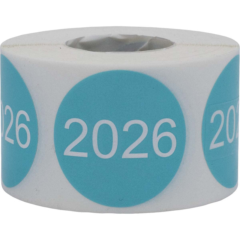 InStockLabels 2026 Year Stickers (Teal) - 1.5", 500 Round Stickers Per Roll Round Labels for File Folders, End of Year Organization, Office & Home Use Teal