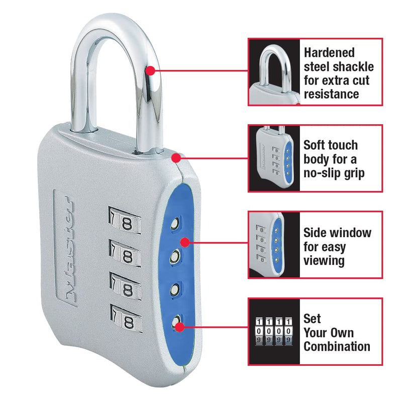[Australia - AusPower] - Master Lock Resettable Combination Locker Lock, Lock for Gym and School Lockers, Blue, 2 Pack, 653BLUE 