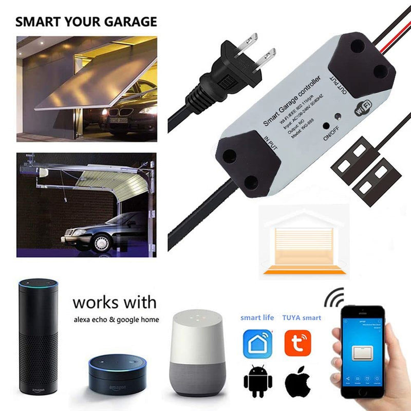 EVERSECU Tuya Smart WiFi Switch Garage Door Opener Controller Compatible with Alexa Echo Google Home SmartLife/Tuya APP Control No Hub Required