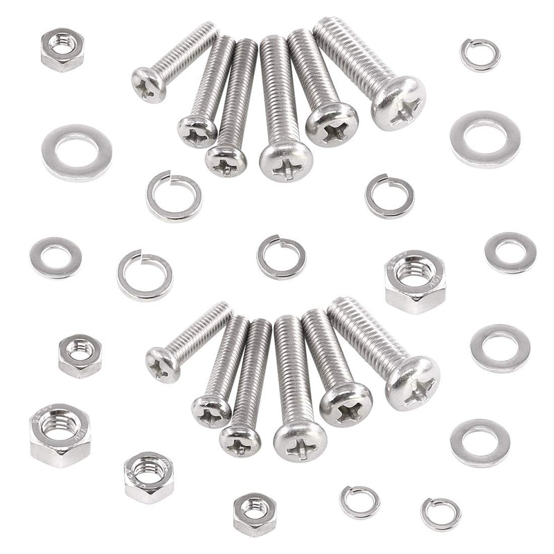[Australia - AusPower] - Glarks 510 Pieces Pan Head Stainless Steel Screws Nuts Lock and Flat Gasket Washers Assortment Kit Pan Head Screws 
