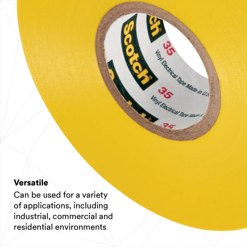 3M Scotch Vinyl Color Coding Electrical Tape 35, 3/4 in x 66 ft, Yellow - 10844-BA-10