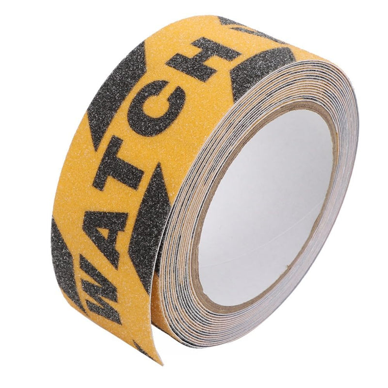 Watch Your Step PVC Non-Slip Tape 16.4Ft x 1.97 Inch Yellow Black Anti-Slip Abrasive Safety Tape for Floor Stairs and Steps