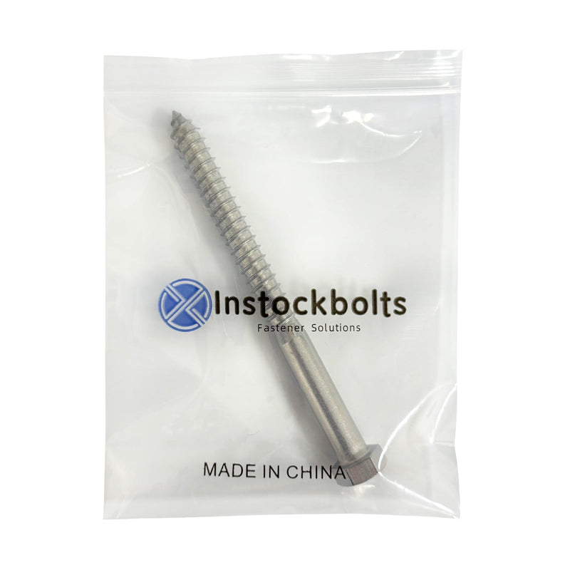 [Australia - AusPower] - 1/2 X 6" Hex Head Lag Screws Bolts, 304 Stainless Steel 18-8, Hexagon Head Wood Screws Hex Lag Screws, Pack of 1 1/2 X 6" 