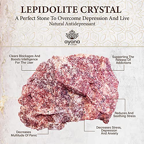 AYANA Lepidolite Crystal Necklace – Handmade Ethically Sourced Gemstone Pendant for Women, Libra Zodiac, September Birthstone, Heart & Crown Chakra Alignment
