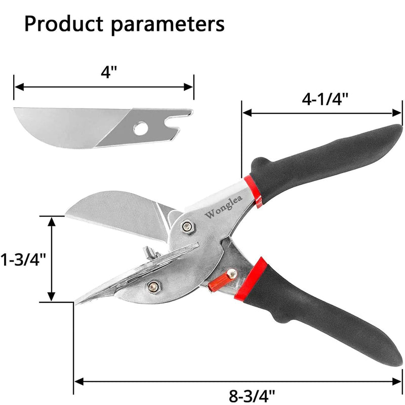 [Australia - AusPower] - Miter Shears,Multifunctional Quarter Round Cutting Tool,Mitre Shears,Shoe Molding Cutter for Wood,Angular Cutting Molding,Crafting with 2 Replacement Blades mt01 