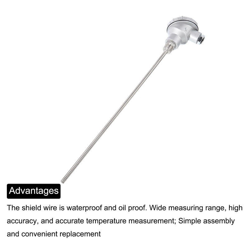 [Australia - AusPower] - MECCANIXITY PT100 1/2" NPT RTD Thermocouple Stainless Steel Temperature Sensor Probe Terminal Head -50 to 420C, 8x400mm 