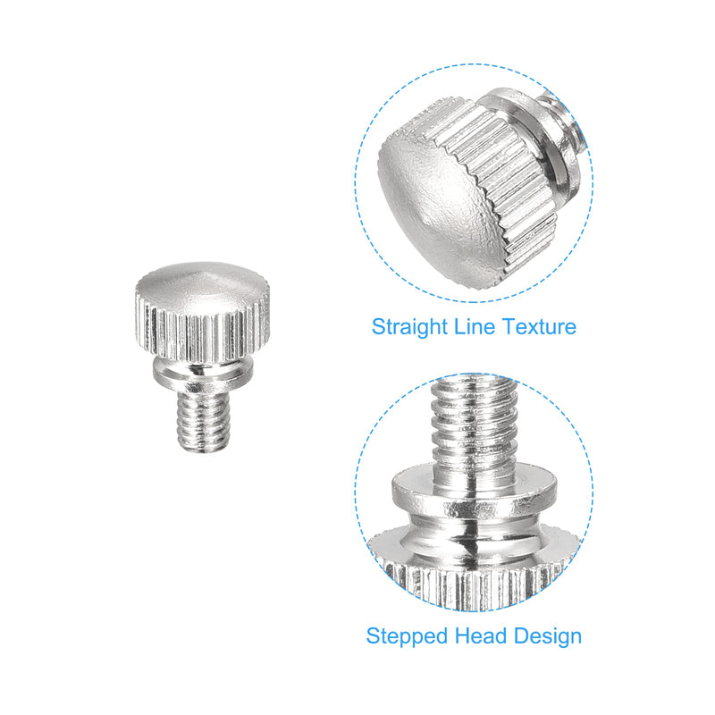 [Australia - AusPower] - uxcell Knurled Thumb Screws, M4x6mm Brass Shoulder Bolts Grip Knobs Fasteners, Nickel Plated 2Pcs 