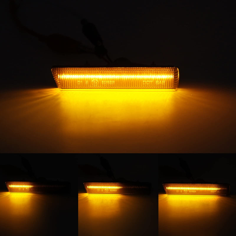 Sequential LED Turn Signal Lights Replacement for 7 Series E38 1995-2001, 3 Series E46 M3 2001-2006, Smoked Lens Front Amber Dynamic Fender Indicator Side Marker Lamp, Replace OE 63137165845 C2,Smoked Lens For 7 Series E38 1995-2001