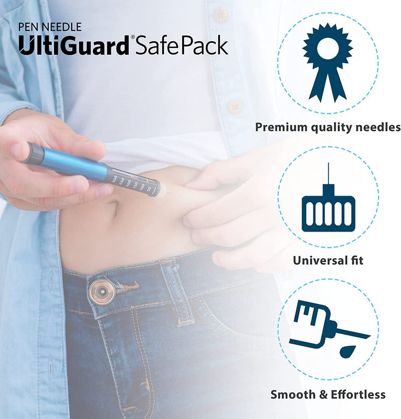 [Australia - AusPower] - All-in-One UltiGuard Safe Pack Pen Needles and Sharps Container for at-Home Insulin Injections and Safe Needle Disposal, Size: Mini 4mm (5/32”) x 32G, 100 Count 